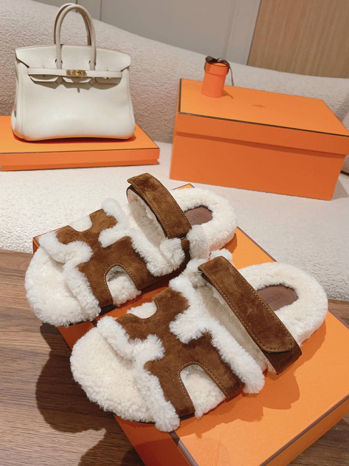 Hermès fur slippers-19